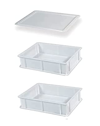 GENUS DEI - 2 recipientes de plástico con tapa para levadura de pizza y pan, caja de masa, caja para amasar, bandejas de 30 x 40 x 10 cm