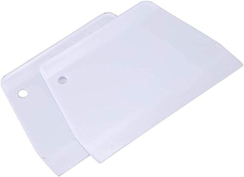 LuoCoCo 2 Piezas Rascador de Masa de Pan de Plástico, Espátula de Cocina con Forma de Escalera, Separador de Pan, Rasqueta para Decoración de Tartas para Cortar Masa Tarta Pasteles Pizza, Blanco