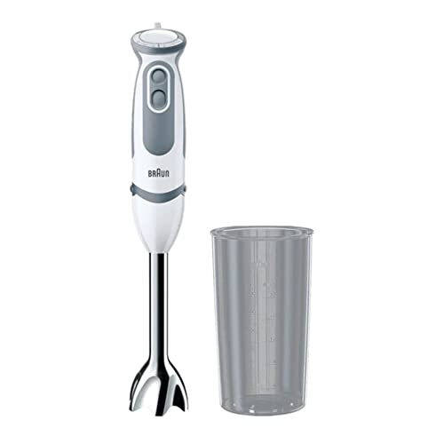 Braun Hogar Minipimer 5200 - Batidora de Mano, 1000 W, 21 Velocidades y Función Turbo, Campana Anti-salpicaduras, Powerbell Plus, Easy-Click, Incluye Vaso Medidor de 600 ml, Color Blanco