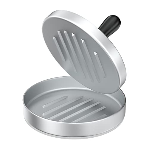 Newaner Prensa de Hamburguesa, Antiadherente Molde Hamburguesa de Aluminio, Burger Maker para prensar Carne Picada y Barbacoa o Parrilla, Utensilios de Cocina (Silver)