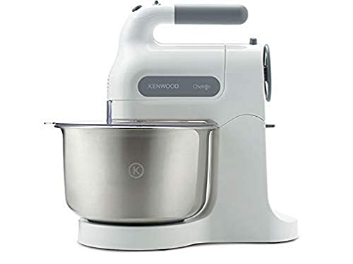 Kenwood Electrodomésticos HM680 Batidora amasadora, 350 W, 30 Decibelios, Acero Inoxidable/plástico, 5 Velocidades, Blanco/Gris