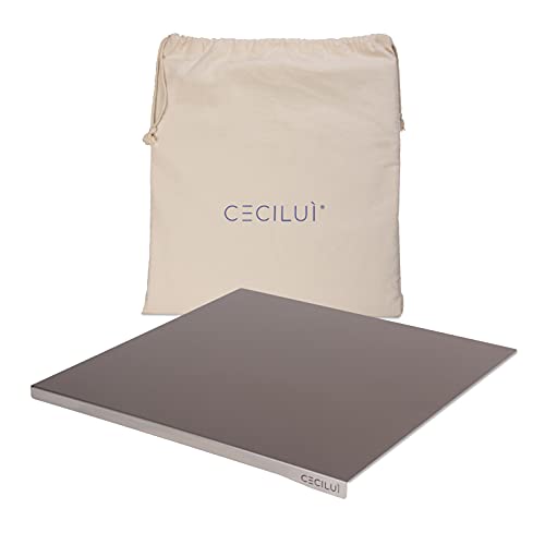 CECILUÌ Tabla amasar acero inoxidable, regalo con bolsa de algodón, tabla de cortar encimera de cocina profesional en varios tamaños, tabla de pizza, encimera para mesa (50 x 50 cm, borde 2 cm)