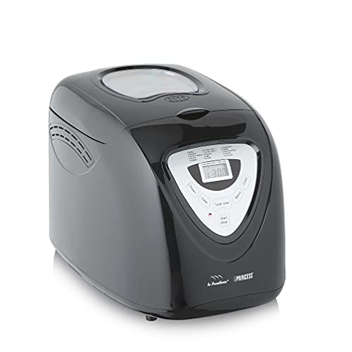 Princess 152009 Panificadora Completamente automática óptimo para dietas Especiales y alergias, Gluten, 15 programas, Temporizador Digital, Capacidad de 900 Gramos, Negra, 18/8 Stainless Steel, Negro