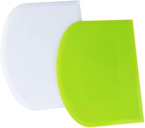 LUTER 2pcs Rasqueta de Masa de Plástico 12x9,5cm - Rasqueta Cortadora de Masa Espátula Rasqueta para Hornear - Verde, Blanco