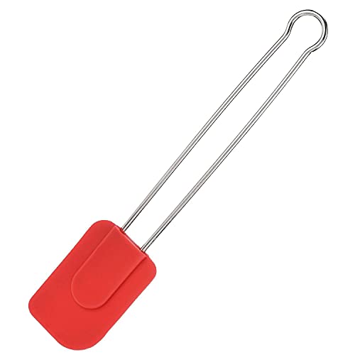 Westmark Rascador para cocinar y amasar con cabeza de silicona, Longitud: aprox. 28, 5 cm, Grande, Silicona/acero inoxidable, Silicona, Rojo/plateado, 15462270