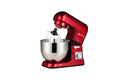 MAGNANI Robot de Cocina Rojo 1000W, Robot de Cocina batidora 5L, Batidora Multifuncional con 3 Accesorios y Tapa, Batidora para Montar Huevos, amasar, Mezclar