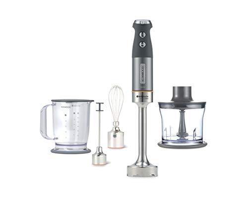 Kenwood Electrodomésticos Triblade System Pro HDM804SI Batidora de Mano, Incluye Vaso medidor 1 L, Accesorios incluidos, 1000 W, Gris Plateado