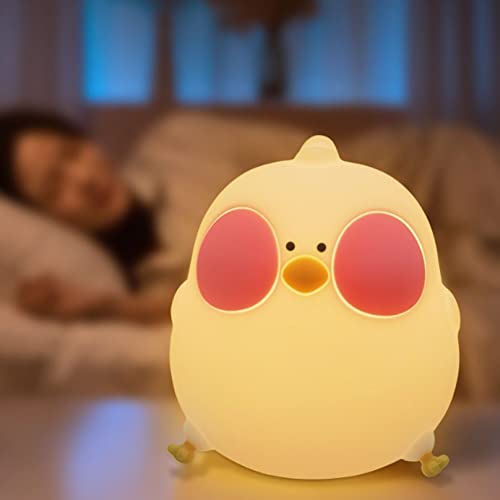 Chick Night Light For Niños Cute Silicone Chick Nursery Nightlight Con 7 Colores Tap Control Rgb Led Lámpara De Noche Regalos For Adolescentes Niñas Niños