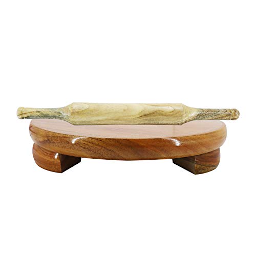 Whopper Tablero de madera balanceo Pin Chakla-Belan Polpat-Roti Roller Chapati Maker 25,4 cm Belan Set Artículos de decoración del hogar