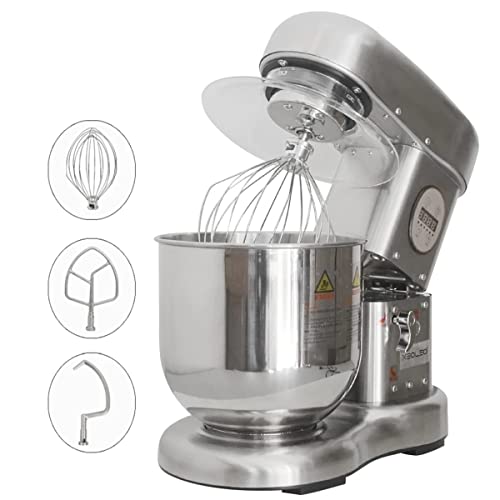 YARUMD FOOD Batidora Amasadora 500W,Comercial Batidora 7L Bol de Acero Inoxidable Multifuncional Robot de Cocina Repostería Profesional Bajo Ruido 3 Accesorios Incluidos