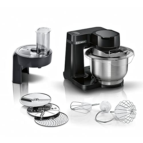 Bosch MUMS2EB01 MUM Serie 2 - Robot de cocina (700 W, cuenco de acero inoxidable de 3,8 L, triturador y 3 rebanadas), color negro