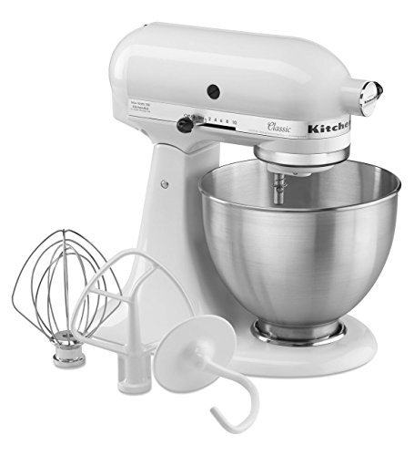 Kitchenaid 5K45SSEWH Serie Classic - Batidora amasadora multifunción, color blanco