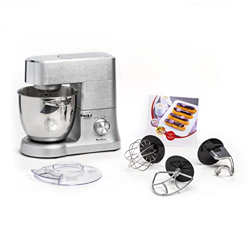 Moulinex Masterchef QA810D01 - Robot de cocina y repostería profesional 1500 W con kit de masas metálico, bol XL de 6,7 L, 4 posibilidades de accesoríos compatibles, de acero inoxidable