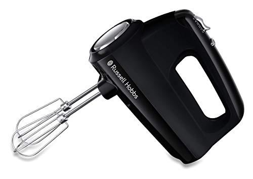 Russell Hobbs Batidora Amasadora Matte Black - Batidora Varillas, 2 Varillas Batidoras, 2 Ganchos Masa, 5 Velocidades, Función Turbo, Botón Expulsión, Accesorios Aptos Lavavajillas, Negro - 24672-56