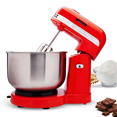 SOGO SS-14505 Batidora Amasadora de Varillas Repostería, 350 W, 5 Velocidades, Libre de BPA, Rojo (Batidora con Bowl)