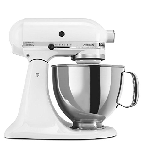 KitchenAid Artisan 5KSM175PSEWH 5 Qt.Stand mezclador blanco con dos cuencos y batidor Flex Edge 220 V, no apto para EE. UU.