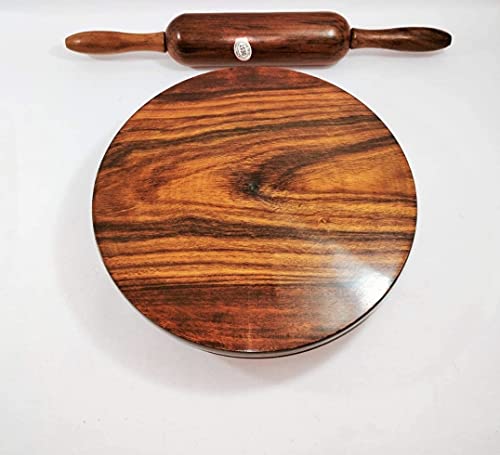 Un bonito chacla de madera de palisandro, tabla de servir, chakra Chapati redondo, fabricante de madera de roti/Chapati, tablero de madera y juego de rodillos