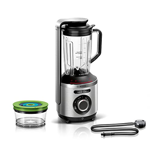 Bosch Hogar Bosch MMBV622M VitaMaxx - Batidora de vaso al vacío, con potencia de conexión 1000W, color plata, incluye Jarra de plástico tritán 1,5L y recipiente de vacío 0,75L