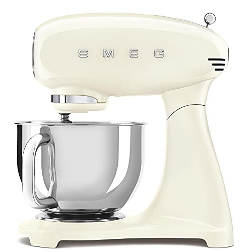 Smeg Robot De Cocina SMF03CREU Crema 10 Velocidades, 800 W, 4.8 litros, 44 Decibelios, Acero Inoxidable