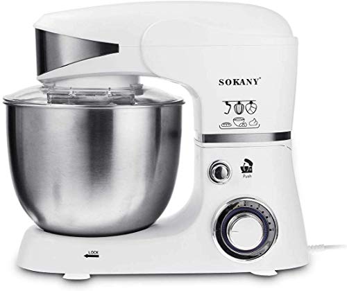 JINHH Cocina Cake Mixer, 1000W Alimentación Batidora De Pie, 6 Velocidades con Herramientas De Acero Inoxidable 5L Tazón Gancho Amasador, Bata Y Batidor De Cocina De Cocina