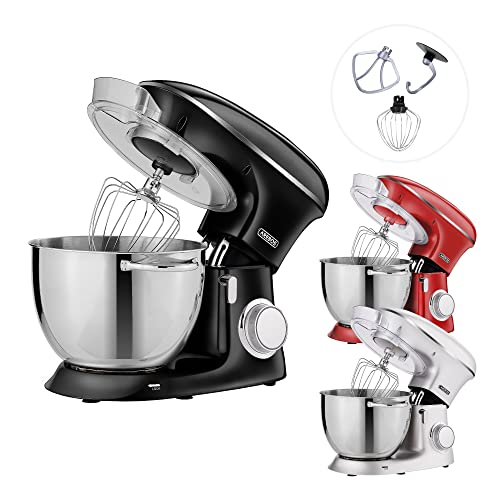 Arebos Batidora Amasadora Multifunción 1500W Negro | Recipiente de acero inoxidable de 8 L | Robot de Cocina con 3 herramientas Gancho para Amasar, Varillas, Gancho para mezclar | 6 Velocidade