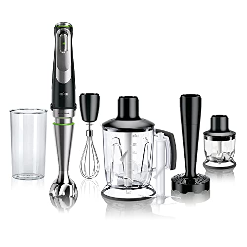 Braun Hogar Minipimer MQ 9147X Batidora de Mano, 1200W, vaso medidor, varillas de acero inoxidable, minipicadora y batidora de vaso, negro