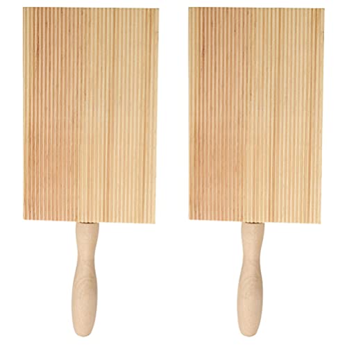 Luxshiny 2 piezas de tablero de ñoquis de madera de paleta de ñoquis pasta rodante Cavarola rodillo de pasta peladora para cocinar hornear