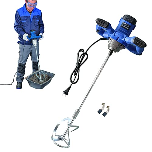 Mezclador de Mortero 2600W, 6 Velocidades de Ajuste, Varilla en Espiral M14 para Mortero Ø 120 Mm, Batidor de Pintura para Forro, Yeso, Cemento - Azul