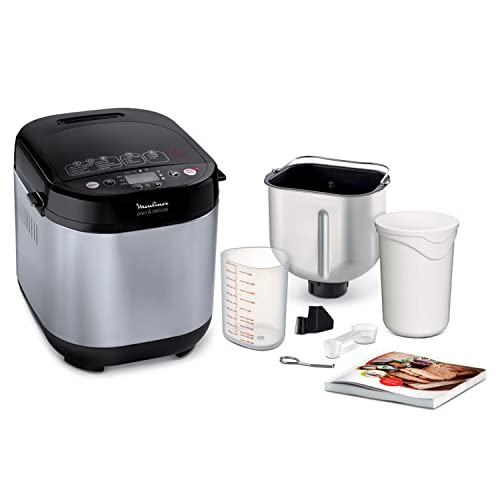 Moulinex Pain & Délices OW240E - Panificadora 1 kg, función yogur, pan sin gluten, pan casero, 20 programas automáticos, temporizador de 15 h, función mantenimiento de 1 h, libro de recetas incluido