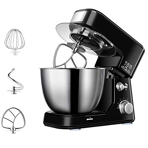 Alimentos Batidora,6-Velocidad 600 W Soporte De Mezclador, 4L Acero Inoxidable Tazón Domésticos De Cocina Eléctrica Masa Blender, El Gancho Amasador Crema Blender Appliance,Negro