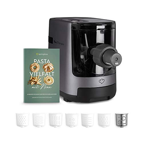 SPRINGLANE Máquina eléctrica para hacer pasta y fideos, Elaboración automática de pasta fresca y espagueti casero - 7 accesorios, 4,5 kg, con espatula, cepillo de limpieza, y libro de recetas