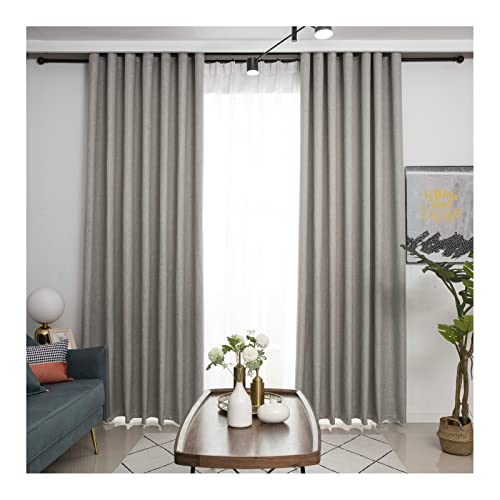 Homxi Cortinas Opacas 2 Piezas Baratas 2 x 132Wx183H CM,Cortina Opaca Aislamiento Gris Color Sólido Cortinas Cocina con Ojales