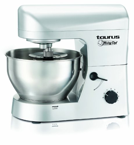 Taurus - Batidora Amasadora Mixingchef, 650W, 4.5L, 6 Veloc.+Turbo, Plata, V.Metalica