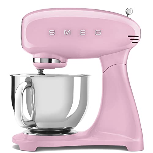 Smeg SMF03PKEU Mezclador planetario con una Potencia de 800 W SMF03PKEU-Rosa Pastel, Acero Inoxidable Plástico