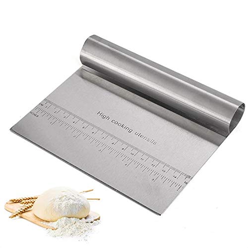 Youery Raspador/Cortador de Masa de Acero Inoxidable，Rasqueta cortadora Cocina para Pan,Postre,Pasteles,repostería,Rasqueta cortadora Resistente，con guía de Medidas