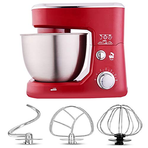 Batidora De Pie, 4L Acero Inoxidable Tazón Domésticos De Cocina Eléctrica Alimentación Batidora De Pie, 600 W Alimentación Batidora De Pie, El Gancho Amasador Crema Blender Appliance,Rojo