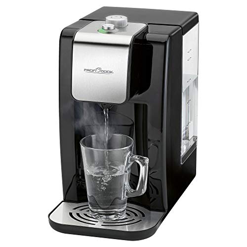 ProfiCook PC-HWS 1168 - Dispensador de agua a alta velocidad (100 °C, aprox. 3 segundos, ajuste de temperatura variable de 45 °C a 100 °C, hasta 2,2 litros de capacidad, inserto de acero inoxidable.