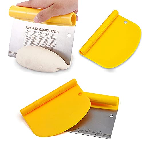 2PCS Raspador Cortador de Masa, Raspador de Masa de Acero Inoxidable, Rasqueta Cortadora, Rasqueta Cortadora de Masa, Raspador de Pizza, Raspador de Pasta, para Pan, Postre, Pasteles, Repostería