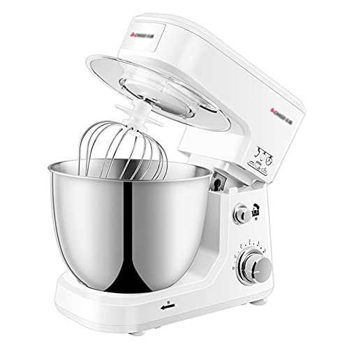 Homeland Batidora de sobremesa, Cuenco de 4 l, batidora doméstica de 6 velocidades, máquina de Soporte de Cocina eléctrica con Cabezal inclinable, 3 Accesorios (Blanco)