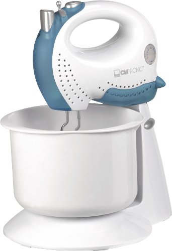 Clatronic HMS 3320 Batidora amasadora, Recipiente Giratorio con Capacidad 2.5 litros, 250 W, 2 litros, Plástico, 5 Velocidades, Azul/Blanco