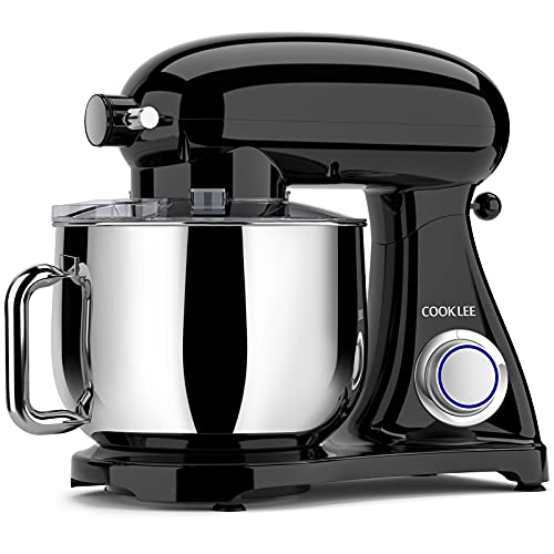 Batidora Amasadora COOKLEE 3 en 1, 8L 1800W Batidora de Pie Metálica Robot de Cocina Batidora Multifunción 10+1 Velocidad, con Gancho, Cuenco, Pala, Batidor y tapa y apto para Lavavajillas