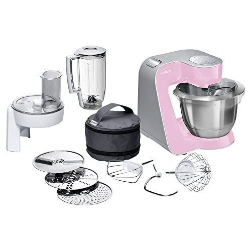 Bosch Hogar MUM58K20 Continúa MUM 5 CreationLine Robot Cocina, color Palo, 400 W, 1.25 litros, 1.4, acero inoxidable, rosa/plata