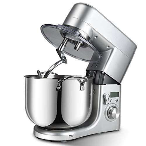 POOPFIY Batidora de pie, 10 L de Mezcla de Acero Inoxidable Bowl, 6 1500W Velocidad con Cabeza inclinable batidora, Mezclador de Cocina eléctrica con el Gancho amasador