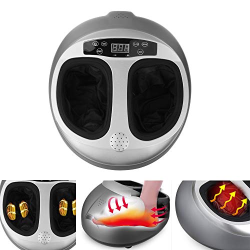 Masajeador de pies con Calefacción y Compresión de Aire 3 Modos de Shiatsu y Amasamiento para Pies con Control Remoto y Pantalla LCD Eléctrico Masaje Shiatsu con Calor Infrarrojo (gris)