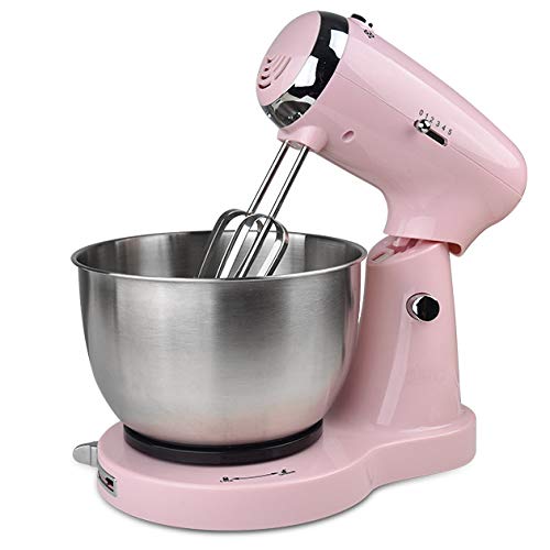 POOPFIY Batidora de pie 3.2L 1500W 6 Velocidad Alimentos Mezcladores batidora de Cocina Mezclador eléctrico con Acero Inoxidable del Recipiente de Mezcla/el Gancho amasador/Batir/batidor,Rosado