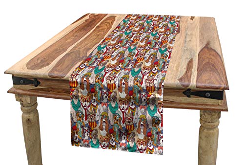 ABAKUHAUS Perro Camino de Mesa, Hipster Bulldog Amasado, Decorativo para el Comedor o Sala de Estar Fácil de Limpiar, 40 x 180 cm, Multicolor