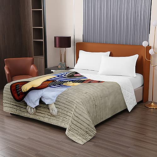 Odot Colcha Bouti Cama de Verano, 3D Cachorro impresión Microfibra Cubrecama Multiusos Suave para Cama de Matrimonio, Lavable Acolchada Edredón Ligero Manta (150x200cm,Lindo Barro Amasado)