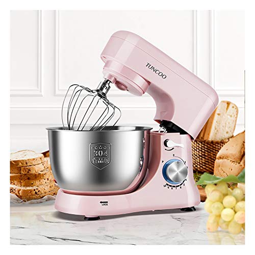 LBDD Batidoras amasadoras TUNCOO batidores, 10 velocidades, Acero Inoxidable y amasadoras handmixer for Durabilidad y Resistencia, 1000 W, Blanco Rosado (Color : Pink)