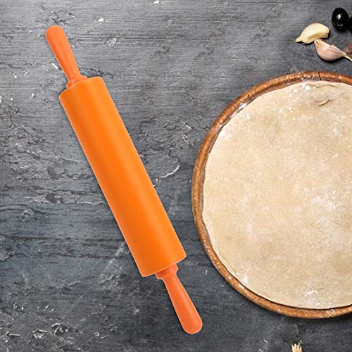 Colorido Rodillo de Silicona para Restaurante, Pan Casero, Herramienta para Amasar Galletas, Rodillos de Silicona para Hornear, Antiadherente, Rodillo para Niños con para Cocina, (Naranja)