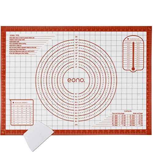 Amazon Brand - Eono Tapete de Silicona para pastelería - Extra Grande Tapete para Hornear y Amasar Antiadherente, Esteras de repostería Reutilizable para Pizza Pasta Torta Pan - 71x51 cm